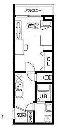 エルバ 2階1Kの間取り
