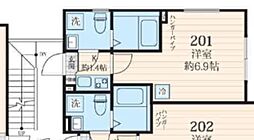 ミレハイムB 1Kの間取図画像