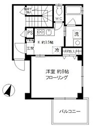 シャルマンドミール 1階1Kの間取り
