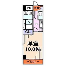 グロースリング 2階1Kの間取り