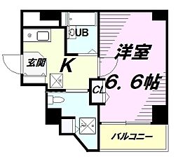 JR中央線 八王子駅 徒歩12分の賃貸マンション 5階1Kの間取り