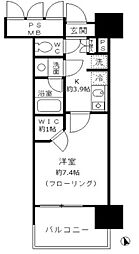 フォンテーヌ芝浦 14階1Kの間取り