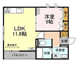 メゾン光 2階1LDKの間取り