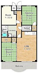 グランデールA1 3LDKの間取図画像