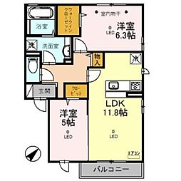ヴィラアリエッタ 2LDKの間取図画像