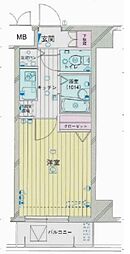 東急目黒線 洗足駅 徒歩5分の賃貸マンション 3階1Kの間取り