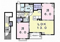ソフィアフルールI 2階2LDKの間取り