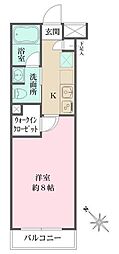 ベルフェリーク西小山 1Kの間取図画像