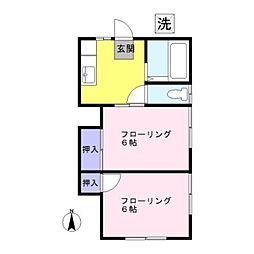 さつき荘 2階2Kの間取り