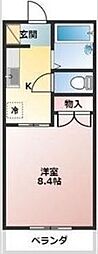 メゾンリブレーヌ 1Kの間取図画像