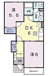 ウッズヒルズ 2DKの間取図画像