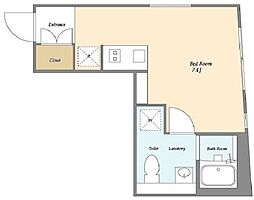 EXAM西小山 3階ワンルームの間取り