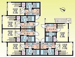 MOUHAUS淵野辺 1階1Kの間取り
