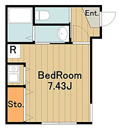 MapleEastHASHIMOTO 1Kの間取図画像