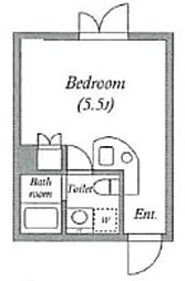 ルネサンスコート千駄ヶ谷NORTH 2階ワンルームの間取り