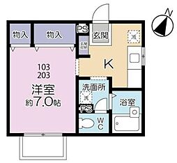 コンフォートA 1Kの間取図画像