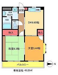 センチュリーハイツ 2DKの間取図画像