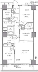 パークアクシス豊洲 3SLDKの間取図画像