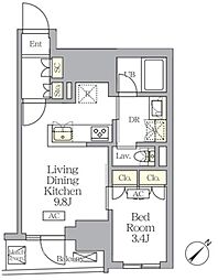 MFPRコート日本橋馬喰町 4階1LDKの間取り