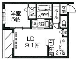 ヌーバ ル オットー・エディフィシオ システィーナ 1階1LDKの間取り