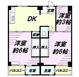 ビレッジハウス小比企3号棟 1階3DKの間取り