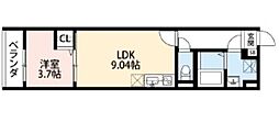 Gnosis中長尾 1LDKの間取図画像
