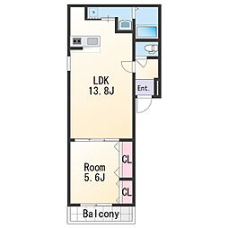 フジパレス市駅東イースト 3階1LDKの間取り