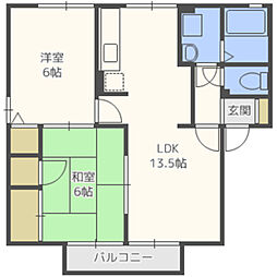 エレガンス 2階2LDKの間取り