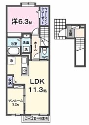 ライラック 1LDKの間取図画像
