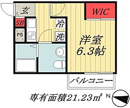 東京メトロ東西線 原木中山駅 徒歩12分の賃貸アパート 3階1Kの間取り