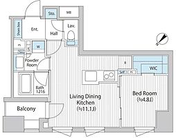バウスフラッツ日本橋浜町 9階1LDKの間取り