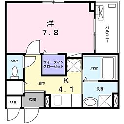 ジョルニフェリーチェ 1Kの間取図画像