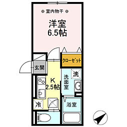 クレール藤沢2 1Kの間取図画像
