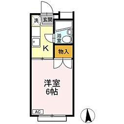 第一イースト 1Kの間取図画像