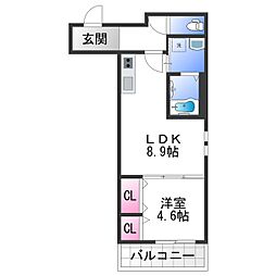 フジパレス岸和田下松 1LDKの間取図画像