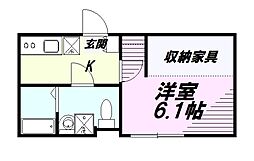 KEIAI RESIDENCE 西八王子IV 2 1Kの間取図画像