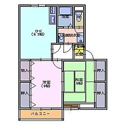 ハーミットクラブ 2DKの間取図画像