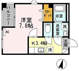プロムナドゥ瑞江 2階1Kの間取り
