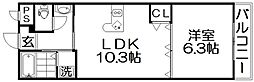 風雅 1LDKの間取図画像