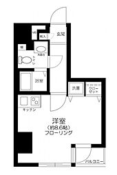 東京メトロ日比谷線 六本木駅 徒歩3分の賃貸マンション 5階ワンルームの間取り