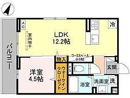 アザレアC 1LDKの間取図画像