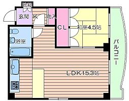 グランドールハタダ 8階1LDKの間取り