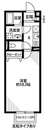 アムール L.A 2階1Kの間取り
