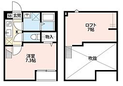ヴィラ東浦和 1Kの間取図画像