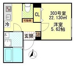 ＣＦジオーレ町屋 3階1Kの間取り
