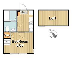 ルアナ淵野辺 2階1Kの間取り