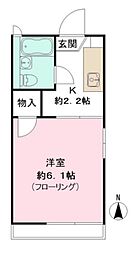 フレグランス錦 1階1Kの間取り