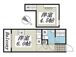 Ａｋａｒｉ　ｈａｂｉｔｅ　Ｂ棟 1階ワンルームの間取り