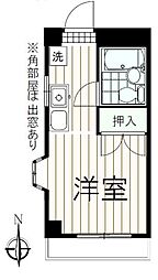 サンヒルズ大塚 1 2階1Kの間取り