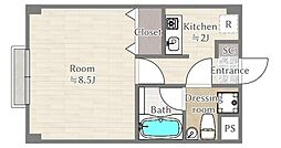 アネックス栄町 1階1Kの間取り